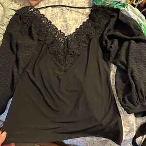 Venus sexy black lace open back v back low back top